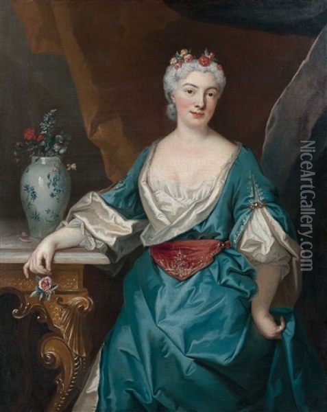 Portrait D'une Dame De Qualite Oil Painting - Nicolas de Largilliere