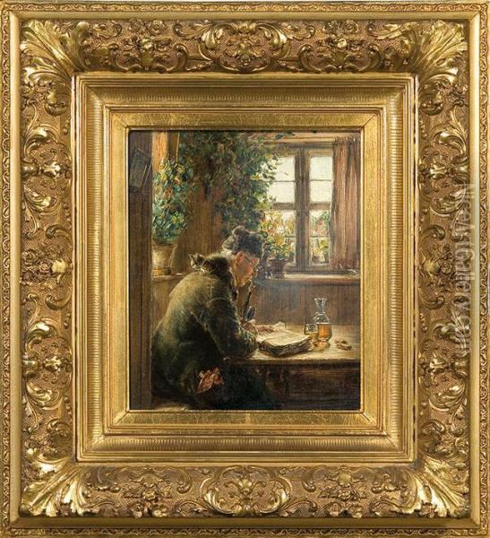 Pleasant Morning With A Book Oil Painting - Otto Piltz