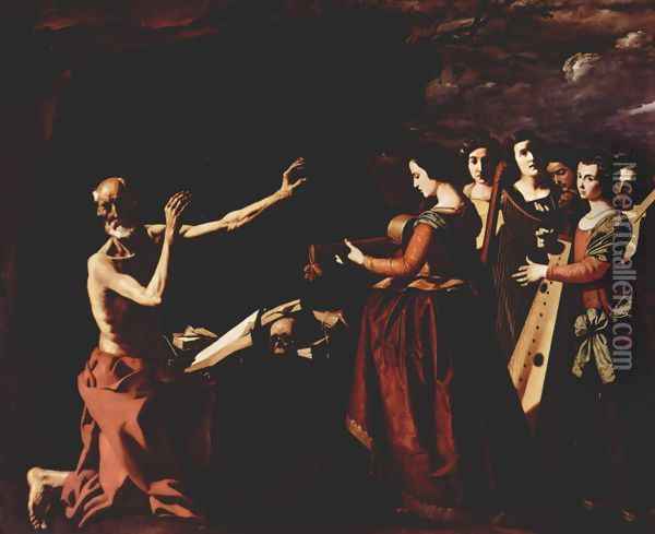 The temptation of St. Jerome Oil Painting - Francisco De Zurbaran