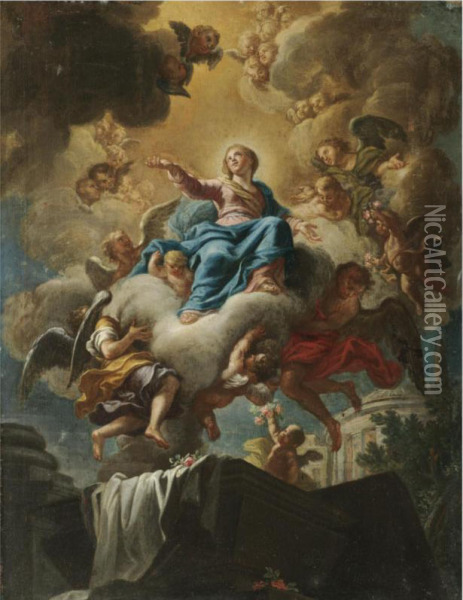 The Assumption Of The Virgin Oil Painting - Alessio D'Elia