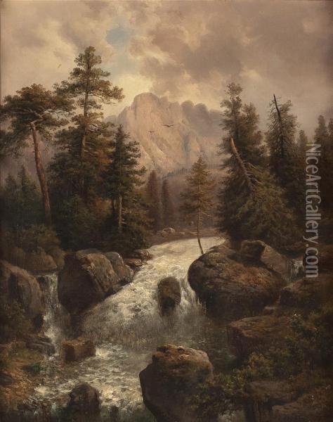 Vorgebirgslandschaft In Sudtirol Oil Painting - Gustav Barbarini