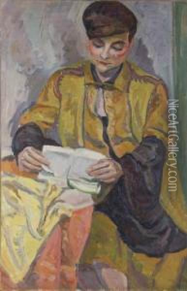 Jeune Homme Lisant Oil Painting - Eugene Dabit