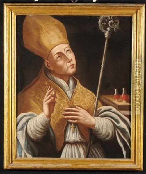 Vescovo In Preghiera Oil Painting - Fabrizio Santafede