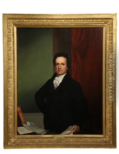 Portrait Of Dewitt Clinton, Governor Of New York Oil Painting - John Wesley Jarvis