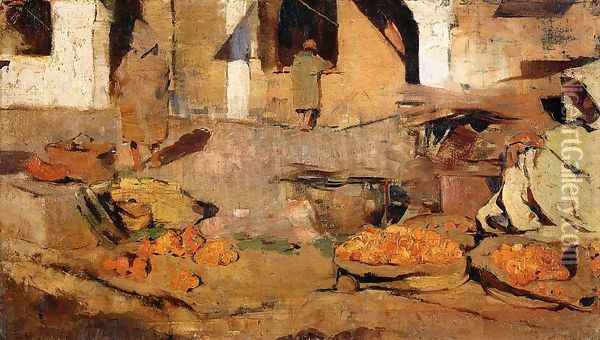 Moroccan Fruit Market Oil Painting - Theo van Rysselberghe