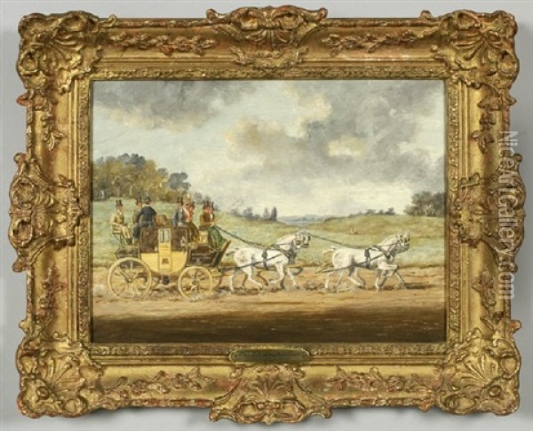 The Mail Coach (+ The Birmingham Coach; 2 Works) Oil Painting - Joseph Alfred Terry