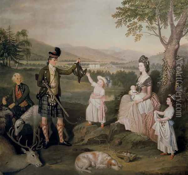 John, the 4th Duke of Atholl and his family, 1780 Oil Painting - David Allan