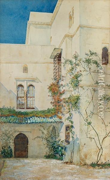 A Courtyard In Algiers Oil Painting - Reginald Barratt