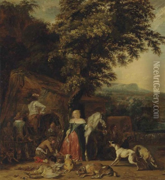 The Hunting Party Oil Painting - Abraham Danielsz Hondius