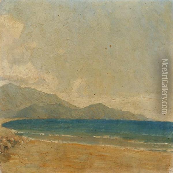 Coastal Scene At Terracina Oil Painting - Johan Gudmann Rohde