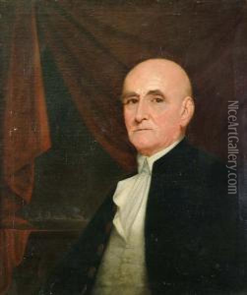 Portrait, Bust Length, Of George Baker Esq. Of Madras Oil Painting - Robert Home