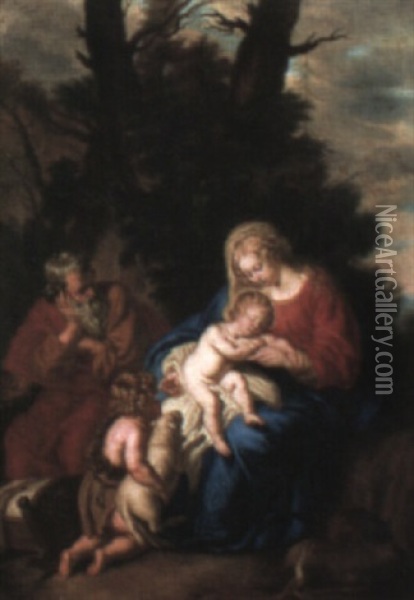 The Holy Family With The Infant Saint John The Baptist Oil Painting - Joachim von Sandrart the Elder