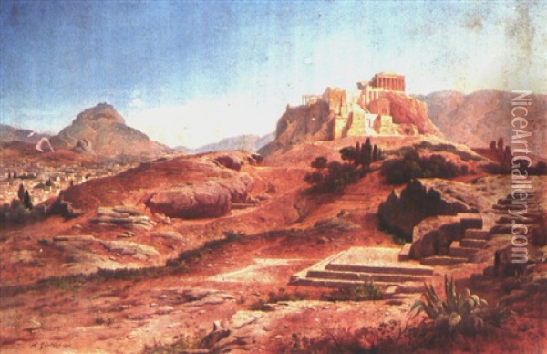 Griechische Landschaft Oil Painting - Heinrich Gaertner