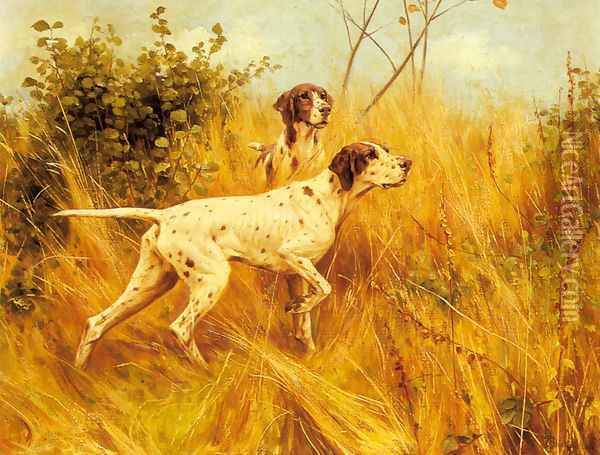 Two Pointers in a Landscape Oil Painting - Thomas Blinks