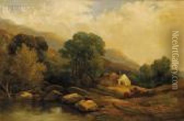 A Cottage In North Wales Oil Painting - Henry Bright