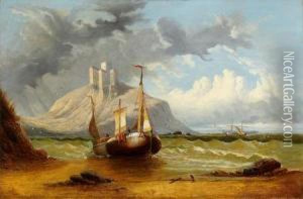 Untitled (anchored Boat) Oil Painting - James Webb
