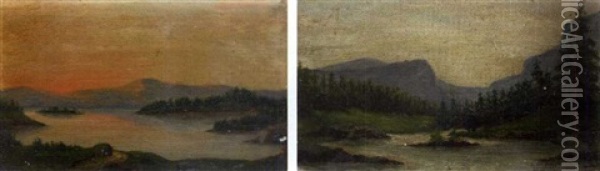 Paysage De Montagne (+ Paysage Au Lac; Pair) Oil Painting - Georges Moreau de Tours