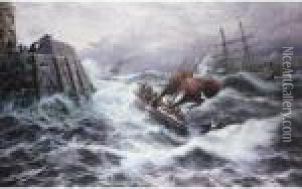 Return Of The Douglas Lifeboat Oil Painting - Thomas Rose Miles