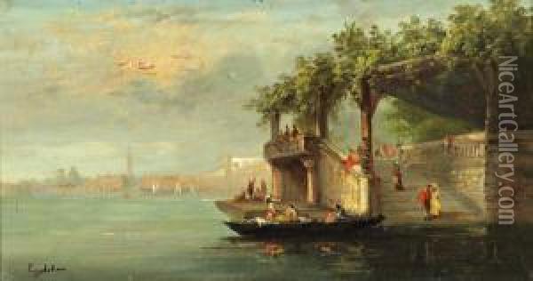 Le Jardin Des Francais, Venise Oil Painting - Emile Godchaux