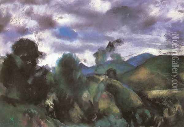 Stormy Landscape 1925 Oil Painting - David Jandi
