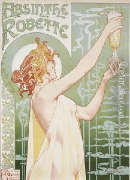 Absinthe Robette Oil Painting - Privat Livemont