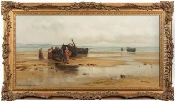 Unloading The Catch Oil Painting - Arnold Helcke