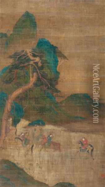 Horse Hunting Oil Painting -  Qiu Ying