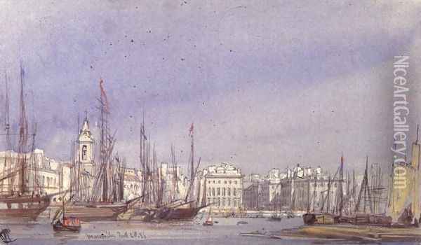 Marseilles, Shipping in the Inner Harbour, 28th July 1836 Oil Painting - William Callow