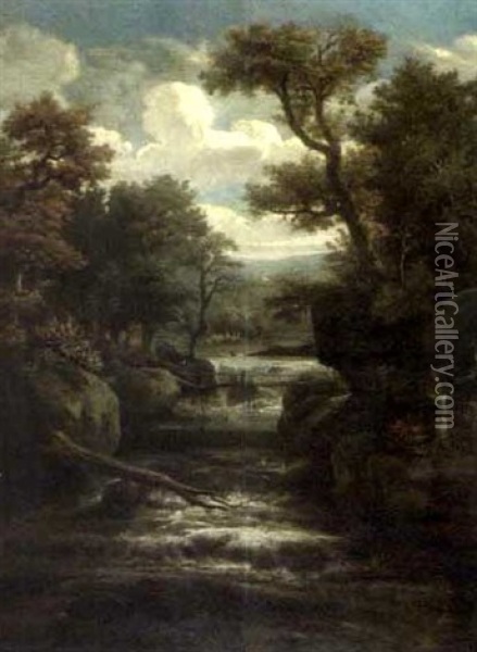Riviere Avec Cascade Dans Un Paysage Rocheux Oil Painting - Jacob Van Ruisdael