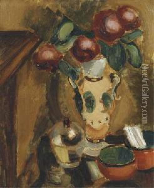 Still Life With Flowers In A Vase Oil Painting - Henri Le Fauconnier