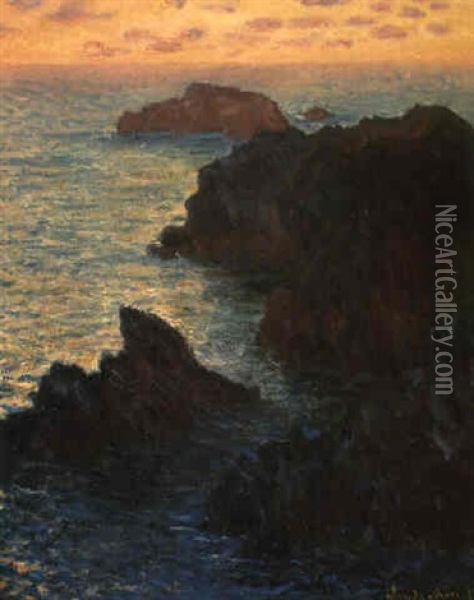 Point De Rochers A Port-goulphar Oil Painting - Claude Monet