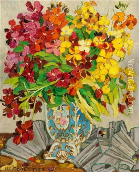 Still Life Of Flowers Oil Painting - Henri Joseph De Forestier
