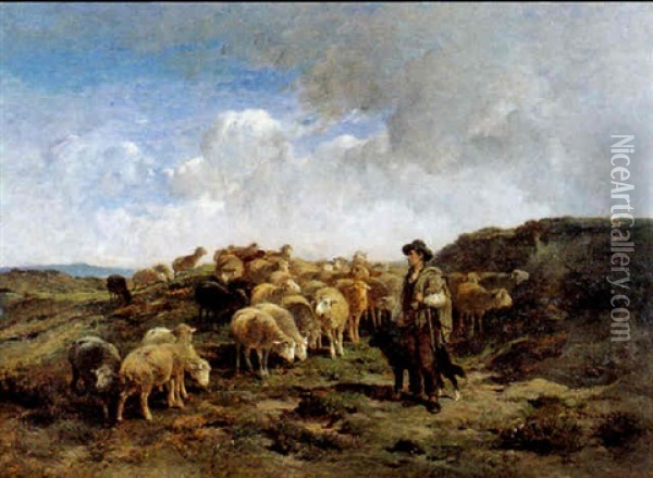 Herder En Zijn Kudde Oil Painting - Franck Brissot