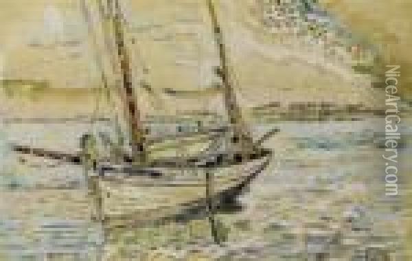 Lomalo, Sailing Ship Before The Coast Oil Painting - Paul Signac