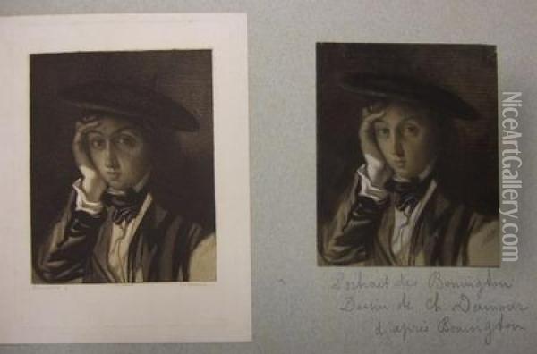Deux Portraits De Bonington : Oil Painting - Charles Damour