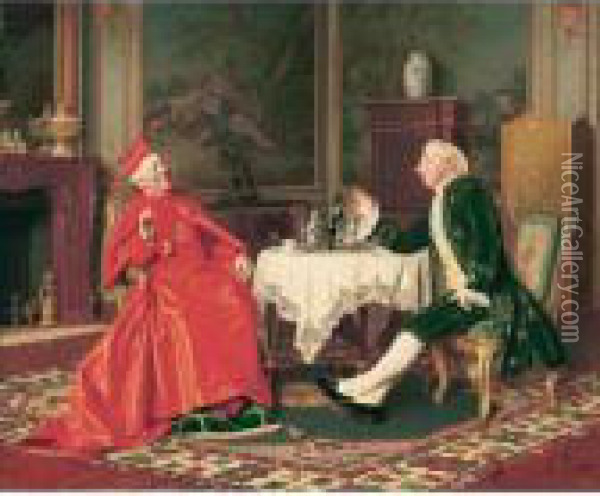 The Cardinal's Visit Oil Painting - Andrea Landini