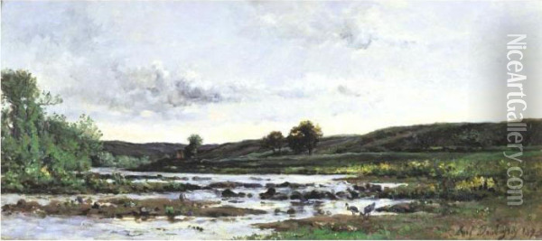 Edge Of The River Near Yport Oil Painting - Karl Pierre Daubigny