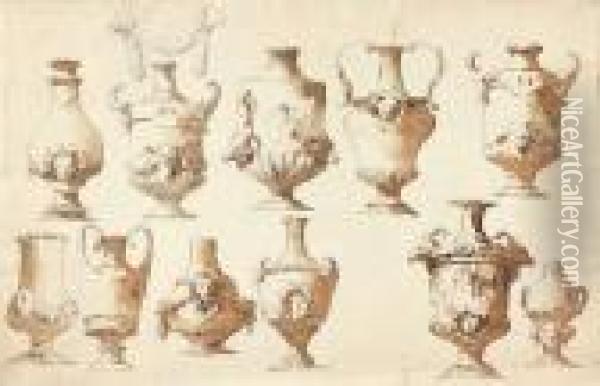 Etudes De Vases Oil Painting - Giovanni Domenico Tiepolo