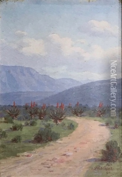 A Road Thro The Veld & The Veld - A Pair Oil Painting - Jan Ernst Abraham Volschenk