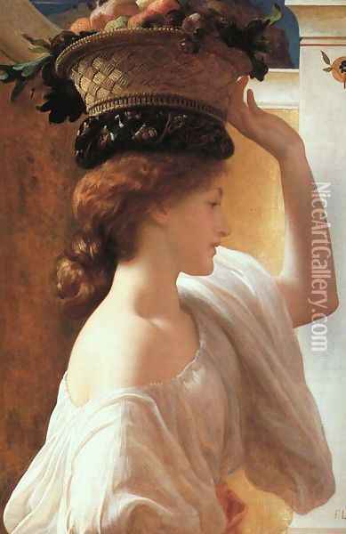 A Girl with a Basket of Fruit Oil Painting - Lord Frederick Leighton