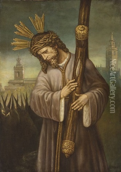 Jesus Del Gran Poder De Sevilla Oil Painting - Gonzalo Bilbao Martinez