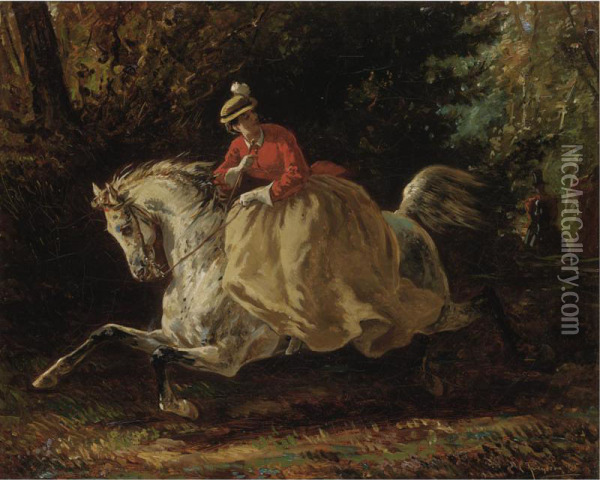 Galloping Oil Painting - Conrad Freyberg