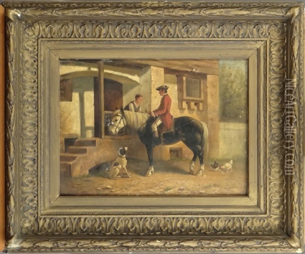 Scene Galante A Cheval Oil Painting - Charles Meer Webb