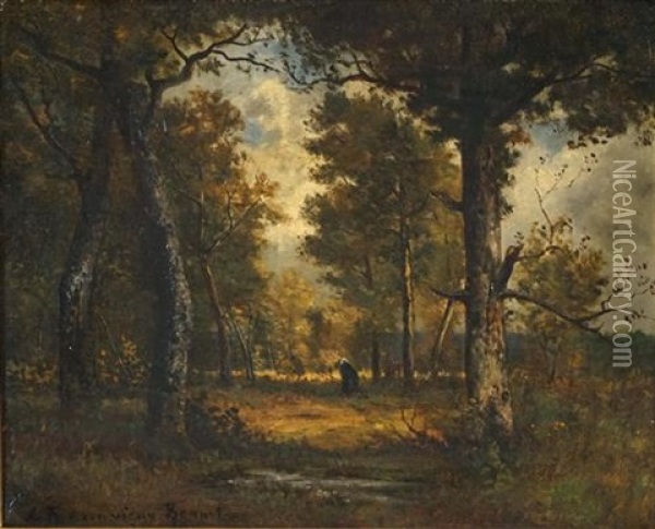 Forest De Fontainbleu Oil Painting - Leon Richet