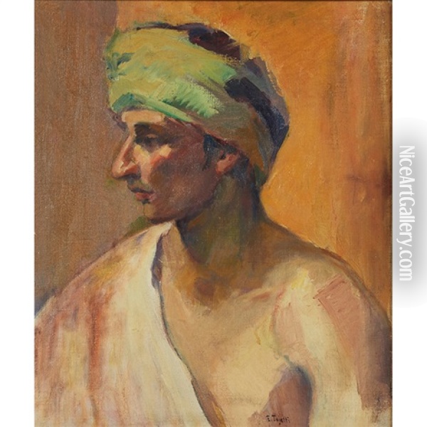 Arab Head Oil Painting - Eduardo Tojetti