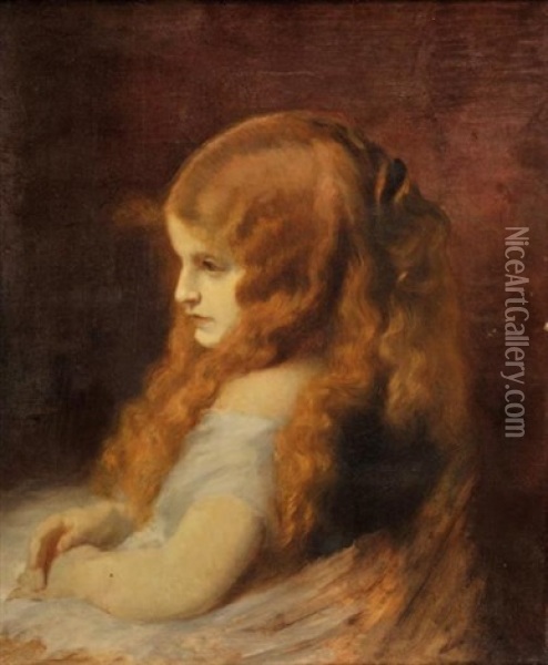 Portrait De Jeune Fille (helena) Oil Painting - Eugene Carriere