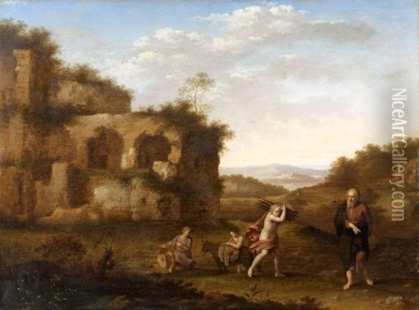 Abraham Et Isaac Preparant Le Sacrifice Oil Painting - Cornelis Van Poelenburch