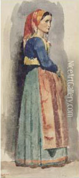 Jeune Italienne En Costume De Paysanne Oil Painting - Edgar Degas