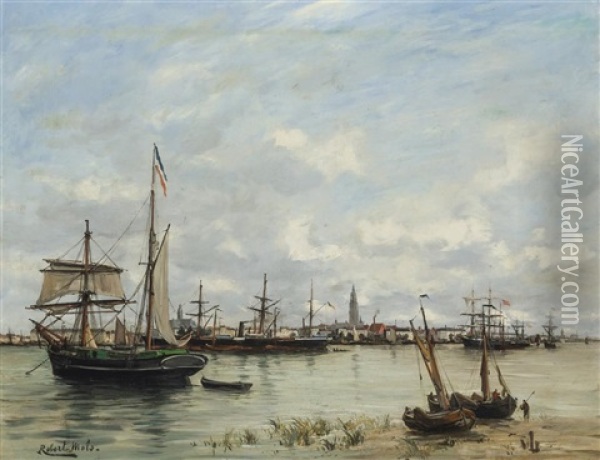 Harbor Scene Oil Painting - Robert Charles Gustave Laurens Mols