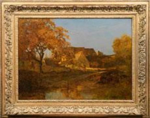 Grose Herbstlandschaft Mit Gehoft Oil Painting - Louis Alexandre Cabie